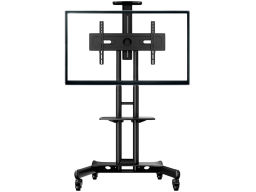 ONKRON Mobile TV Stand for 40-70” TVs with Wheels Shelves Height Adjustable Rolling TV Cart, Black