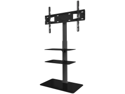 ONKRON Universal Floor TV Stand Tempered Glass Base and Shelves for 32-65'' TVs, Black