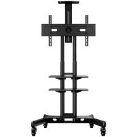 ONKRON Mobile TV Stand for 40-70” TVs with Wheels Shelves Height Adjustable Rolling TV Cart, Black