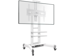 ONKRON Mobile TV Stand for 40-70” TVs with Wheels Shelves Height Adjustable Rolling TV Cart, White