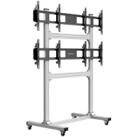 ONKRON Floor mobile stand for video wall 2x2, 4 x 43”- 55" up to 50 kg, silver