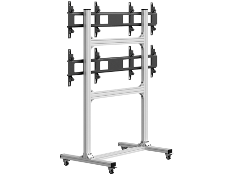 ONKRON Floor mobile stand for video wall 2x2, 4 x 43”- 55" up to 50 kg, silver