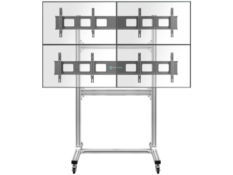 ONKRON Floor mobile stand for video wall 2x2, 4 x 43”- 55" up to 50 kg, silver