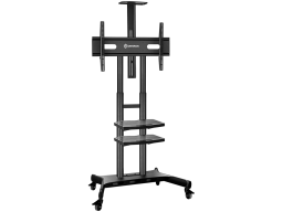 ONKRON Mobile TV Stand for 50-83” TVs with Wheels Shelves Height Adjustable Rolling TV Cart, Black