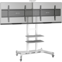ONKRON stand for two screens with bracket 40"-65", mobile, white