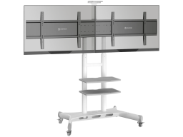ONKRON stand for two screens with bracket 40"-65", mobile, white