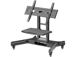 ONKRON Tilting Mobile TV Stand for 32'' – 70 Inch LCD LED OLED TV Screens & Touch Panels Rolling TV Cart on Wheels with Shelf, Black