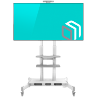 ONKRON Mobile TV Stand for 50-83” TVs with Wheels Shelves Height Adjustable Rolling TV Cart, White