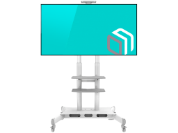 ONKRON Mobile TV Stand for 50-83” TVs with Wheels Shelves Height Adjustable Rolling TV Cart, White