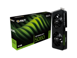 PALIT GeForce RTX 5060 Dual 8GB GDDR7 128 bit, 1x HDMI 2.1b, 3x DP 2.1b, 2 Fan, 1x 8-pin pwr connector, 550W, 262.1 x 126.3 x 40.1 mm, NE75060019P1-GB2063D