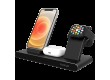 Prestigio ReVolt A7, 3-in-1 wireless charging station for iPhone, Apple Watch, AirPods, wilreless output for phone 7.5W/10W, wireless output for AirPods 5W, wireless output for Apple Watch 2.5W, material: aluminum+tempered glass, black color