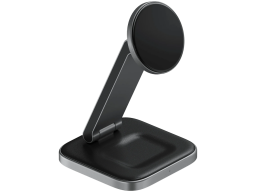 SATECHI 2-in-1 Foldable Qi2 Wireless Charging Stand (Space Gray)