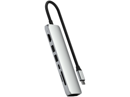 SATECHI 7-in-1 USB-C Slim Multiport Adapter with Ethernet (Silver)