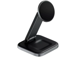 SATECHI 3-in-1 Foldable Qi2 Wireless Charging Stand (Space Gray) with Type A,C,G plugs