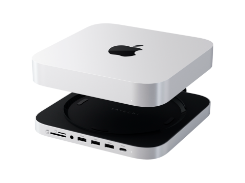 SATECHI Mac Mini Stand & Hub with NVMe SSD Enclosure - Silver