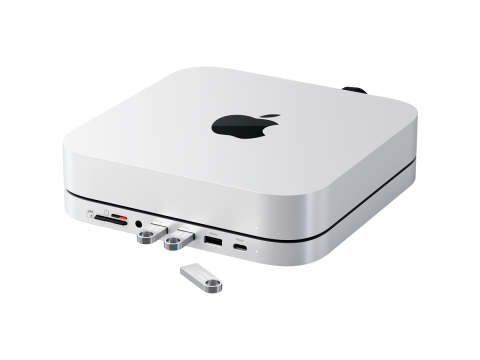SATECHI Mac Mini Stand & Hub with NVMe SSD Enclosure - Silver