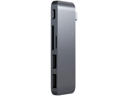 SATECHI Type-C Pass-Through USB Hub with USB-C Charging Port Space Gray