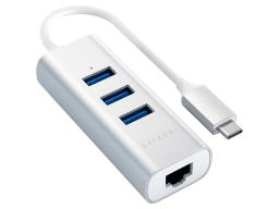 SATECHI Type-C 2-in-1 USB 3.0 Aluminum 3 Port Hub and Ethernet Port Silver