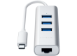 SATECHI Type-C 2-in-1 USB 3.0 Aluminum 3 Port Hub and Ethernet Port Silver