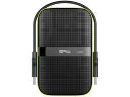 Silicon Power Armor - A60 5TB Portable HDD USB 3.2 Gen1 Black/Green, Shockproof MIL-STD 810G Method 516.6 Procedure IV, Water-resistant IPX4, LED light