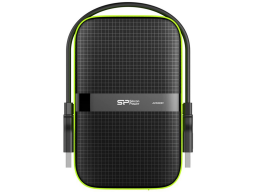 Silicon Power Armor - A60 2TB Portable HDD USB 3.2 Gen1 Black/Green, Shockproof MIL-STD 810G Method 516.6 Procedure IV, Water-resistant IPX4, LED light
