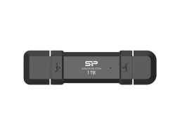 Silicon Power 1TB DS72 Dual USB-C/USB 3.2 Gen 2, Portable External SSD, Steam Deck and iPhone 15 Pro, R/W: up to 1050MB/s; 850MB/s, Black