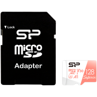 Silicon Power Superior / V30 128GB mSD Card UHS-1 (U3) V30 R/W: up to 100/80 MB/s, IOPS 1500/500, A1, V30, ECC function, Shock/water/x-ray-proof, w/ adapter
