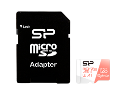 Silicon Power Superior / V30 128GB mSD Card UHS-1 (U3) V30 R/W: up to 100/80 MB/s, IOPS 1500/500, A1, V30, ECC function, Shock/water/x-ray-proof, w/ adapter