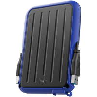 Silicon Power Armor - A66 2TB Portable HDD USB 3.2 Gen 1 Blue, Certificate MIL-STD 810F 516.5/IV, Water-resistant IPX4, 360˚ bumper