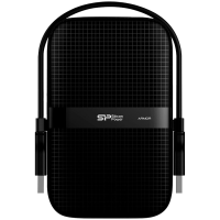 Silicon Power Armor - A60 1TB Portable HDD USB 3.2 Gen1 Black, Shockproof MIL-STD 810G Method 516.6 Procedure IV, Water-resistant IPX4, LED light