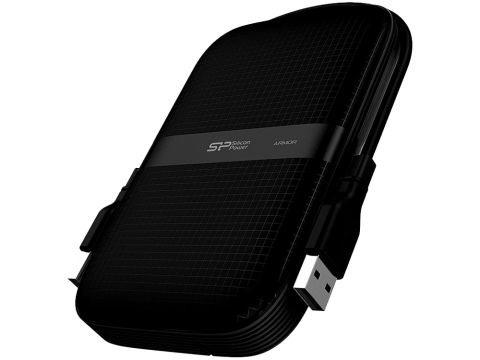 Silicon Power Armor - A60 1TB Portable HDD USB 3.2 Gen1 Black, Shockproof MIL-STD 810G Method 516.6 Procedure IV, Water-resistant IPX4, LED light