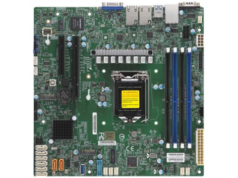 Серверная материнская плата SuperMicro X11SCH F Single Socket H4 (LGA 1151), 8 SATA3 (6Gbps); RAID 0, 1, 5, 10; 2x 1GbE LAN with Intel I210 AT; 1 PCI E 3.0 x8 (in x16) and 1 PCI E 3.0 x8 slots, 4 DIMM slots.