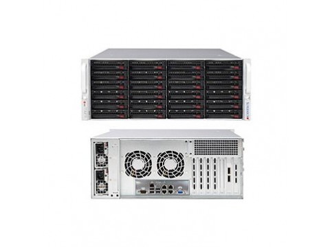 Supermicro CSE-846BE1C-R1K23B chassis, 4U, 24 x 3.5" 12G SAS3/SATA hot-swap bays, single expander, 7 FHFL expansion slots, 1200W (1+1) Redundant Power Supply