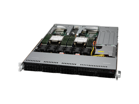 Supermicro server chassis CSE-LB13AC2-R860AW 1U for Cloud-DC mbd with AIOM support, support MB size up to 12.3" x 13.4", Dual, single Intel / AMD CPUs, 2x full height expansion slot(s), 2x S-AIOM expansion slot(s), 8 x 2.5" hot-swap SAS3/SA
