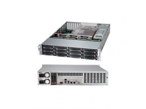 Supermicro Server Chassis CSE-826BE1C-R920LPB, 2U, MB E-ATX 13.68x13, ATX 12x13, 12x10, 12x3.5 hot swap SAS3/SATA, SAS3 12Gbps single-expander backplane, optional 2x2.5 hot-swap drive bay (MB 12''x13'' max), 1+1 920W RPS 7xLP/FL slots, 3xFan, Rails