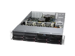 Supermicro server chassis CSE-825BTQC-R1K23LPB 2U, Dual and Single Intel and AMD CPUs, 8 x 3.5" hot-swap SAS3/SATA drive bay, optional 2 x 3.5" fixed drive bay, 8-port 2U SAS3 12Gbps TQ backplane, support up to 8x 3.5-inch SAS3/SATA3 HDD/SSD, 1U