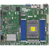 Supermicro MBD-X12SPO-F-Bulk ATX 12" x 10" (30.48cm x 25.4cm), 8 DIMM slots, 1 PCIe 4.0 x16, 2 PCIe 4.0 NVMe x8 Internal Port(s), Intel C621A controller for 10 SATA3 (6 Gbps) ports; RAID 0,1,5,10
