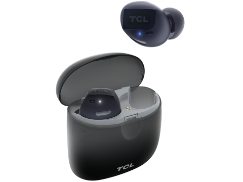 TCL In-Ear True Wireless Bluetooth Headset, Frequency of response 9-22K, Sensitivity 100 dB, Driver Size 5.8mm, Impedence 13 Ohm, Max power input 20mW, Playtime 6.5h/26h, IPX4, Bluetooth 5.0, A2DP, AVRCP, HFP, HS, USB-C, Color Phantom Black