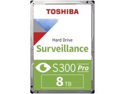 HDD Video Surveillance TOSHIBA S300 PRO 8TB CMR, 3.5'', 512MB, 7200RPM, SATA, 64 cameras, 24/7, TBW: 300