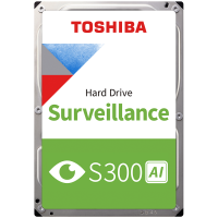 HDD Video Surveillance TOSHIBA S300 AI 10TB CMR, 3.5'', 512MB, 7200RPM, SATA, 64 cameras, 24/7, TBW: 550