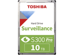 HDD Video Surveillance TOSHIBA S300 PRO 10TB CMR, 3.5'', 512MB, 7200RPM, SATA, 64 cameras, 24/7, TBW: 300
