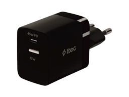 ttec SmartCharger 45W PD Duo Travel Charger  USB-C+USB-A, Black