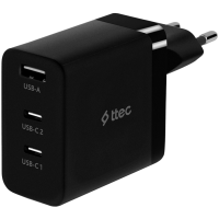 ttec SmartCharger 65W PD/GAN USB-C Travel Charger, Black
