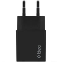 ttec SmartCharger Travel Charger , 2.1A , Type-C Cable , Black