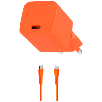 ttec SmartCharger GAN 20W PD Travel Fast Charger + USB-C - USB-C 3A Cable 120cm, Neon Orange