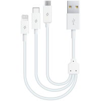 ttec Trio Charge / Data Mini Cable , Type-C , Lightning , Micro USB , 120cm , White
