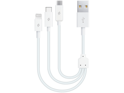 ttec Trio Charge / Data Mini Cable , Type-C , Lightning , Micro USB , 120cm , White