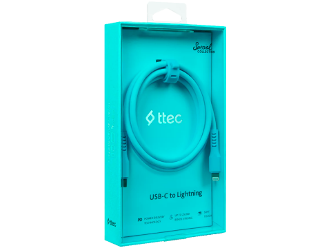 ttec Type-C - Lightning Charge / Data Cable , 120cm,Neon Blue