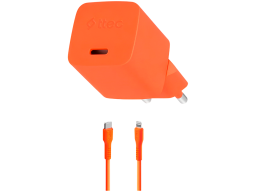 ttec SmartCharger GAN 20W PD Travel Fast Charger + USB-C - Lightning Cable 120cm, Neon Orange