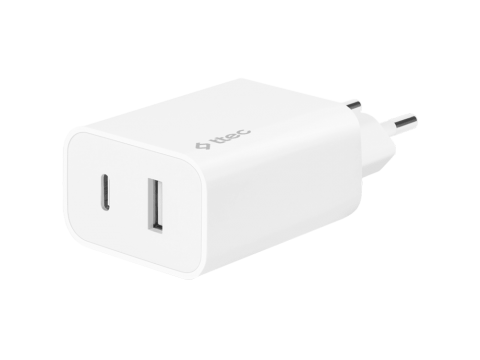 ttec SmartCharger Duo USB-C+USB-A Travel Charger 2.4A White